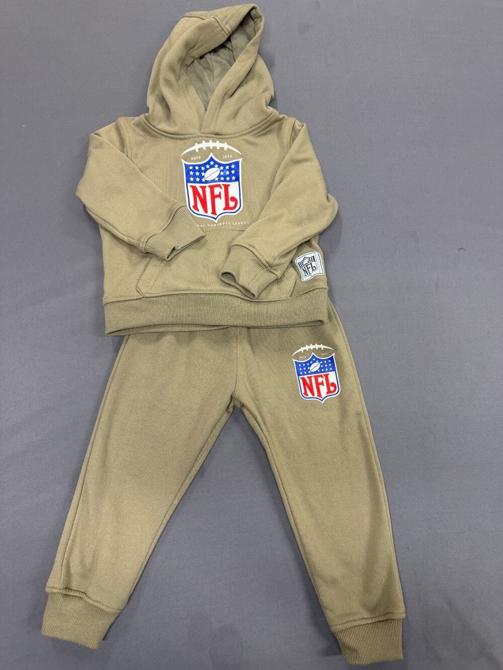 NFL Boys 2 Piece Tan Jogger Sweatsuit Set Toddler Size 2T Hoodie